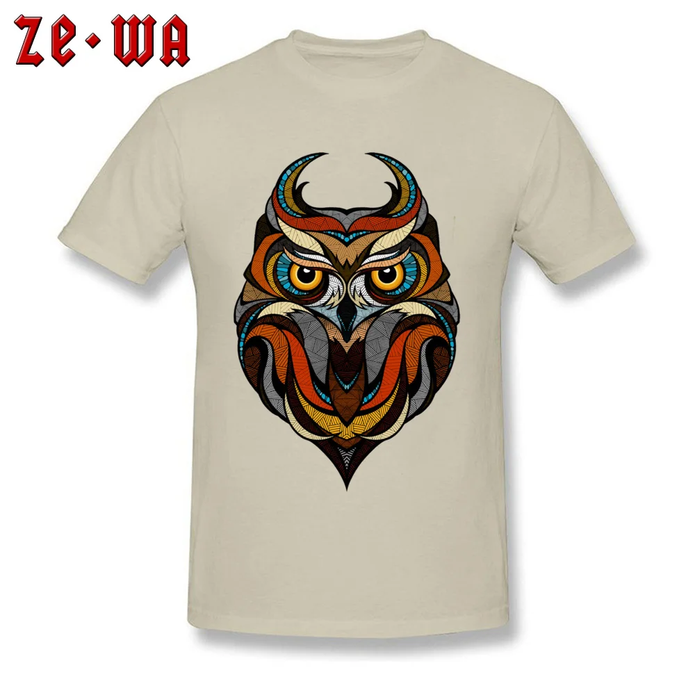 Customized Decorative Owl Mens T-Shirt 2018 Summer Short Sleeve Crewneck 100% Cotton Tops T Shirt Printing Tops T Shirt Decorative Owl beige