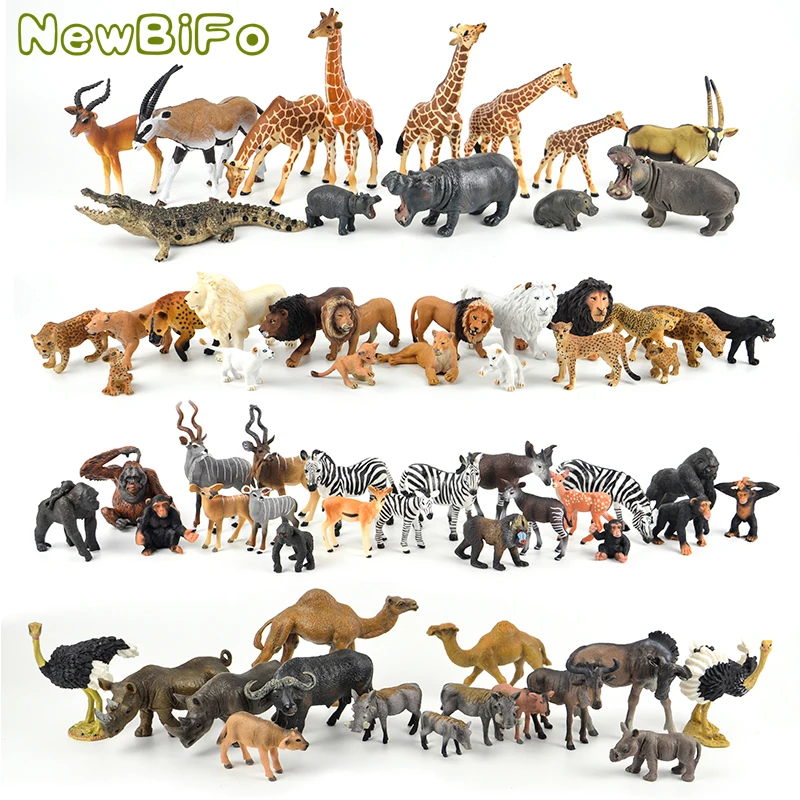

79 types wild zoo African Savanna animals king hippo rhino zebra lion panther Elephant ostrich sets model toys children gift