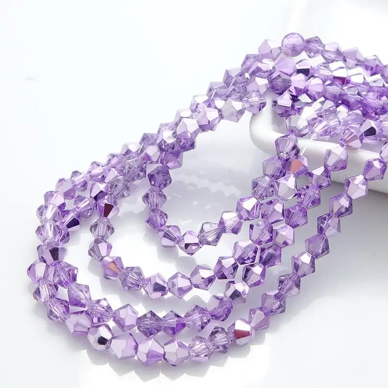 200 шт двухконусные стеклянные бусины 4 мм DIY - Цвет: Crystal Violet