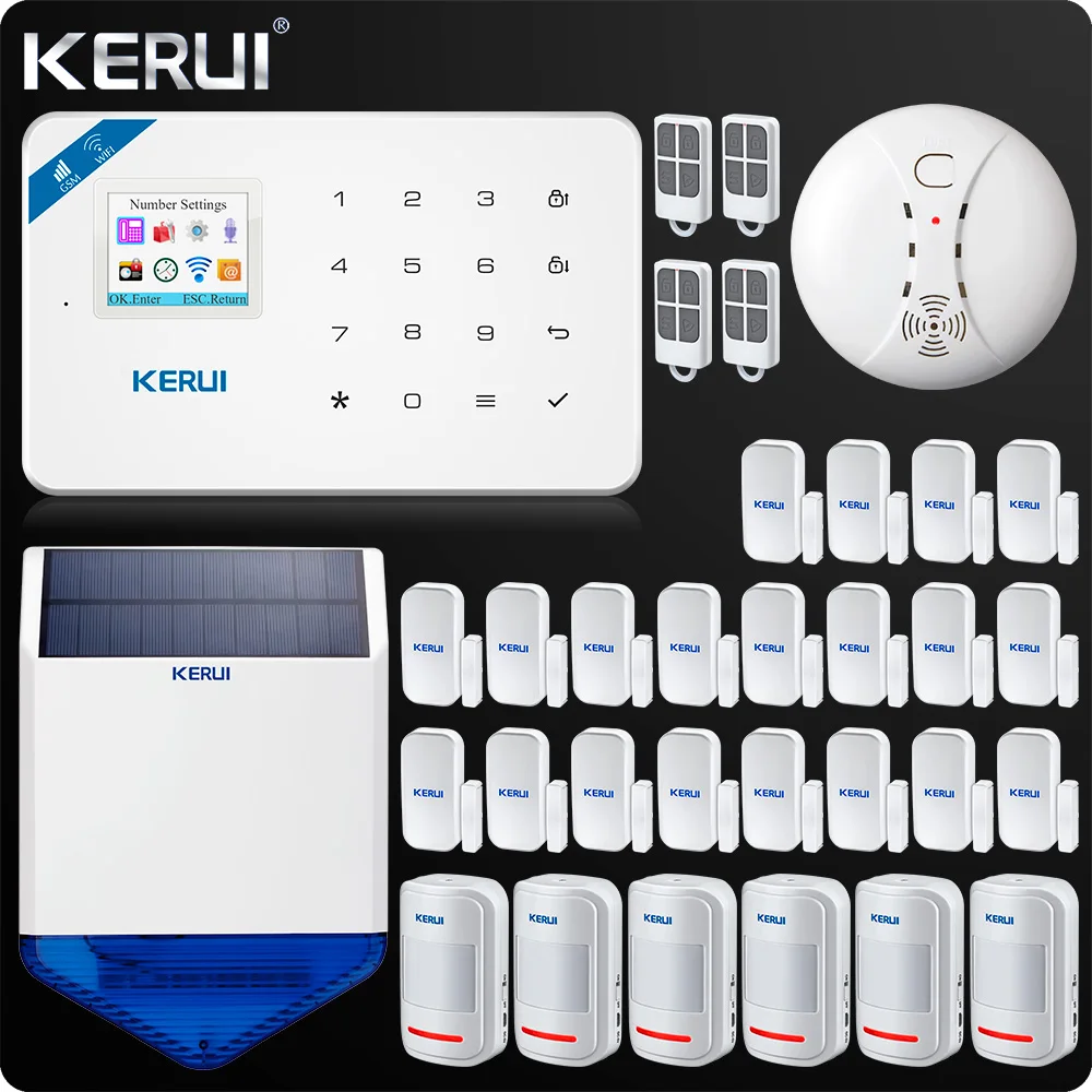 KERUI W18 WI-FI GSM SMS Главная охранной Системы Шторы движения Сенсор Беспроводной Солнечной Сирена внутренняя камера IP