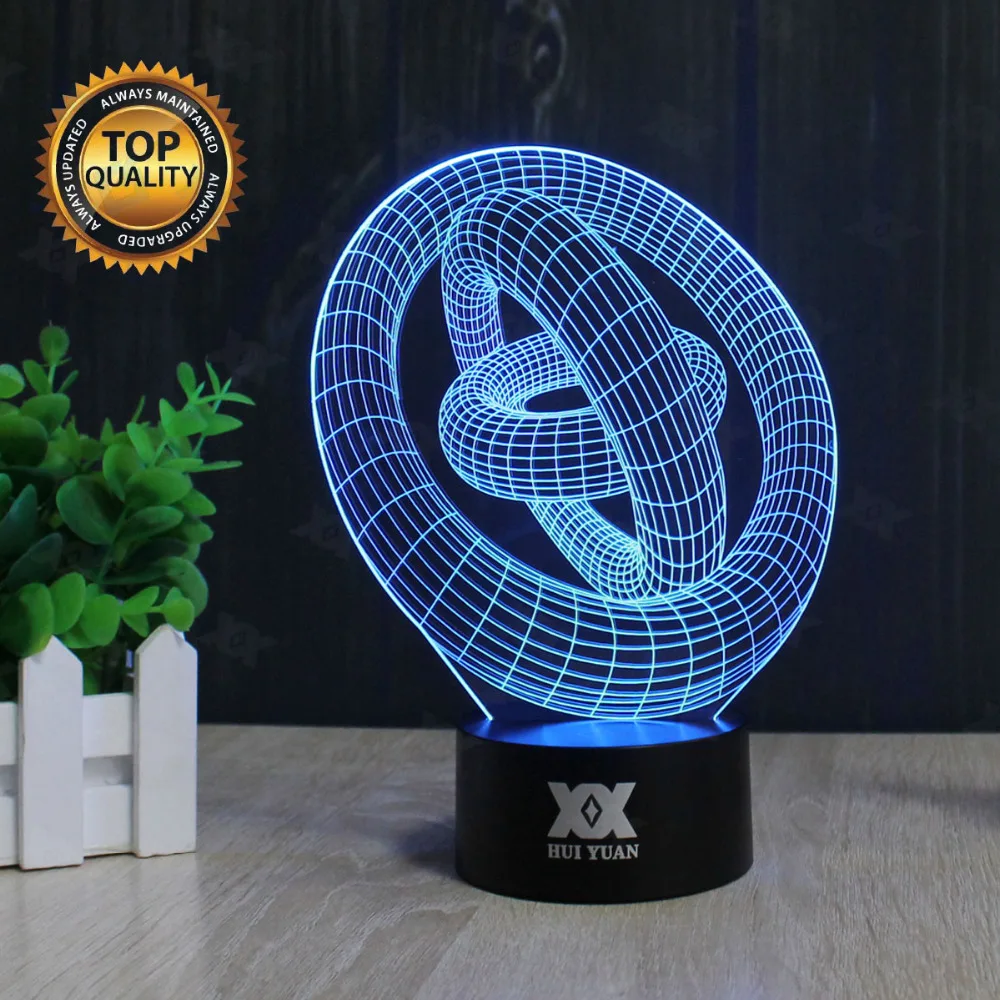 Абстрактная круговая 3D лампа USB Новинка ночные светильники трехмерная кольцевая