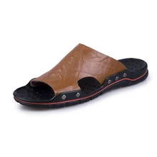 PUPUDA/качественные Шлепанцы из коровьей кожи; мужские пляжные сандалии; удобная летняя обувь; большие размеры 39-49; мужские шлепанцы; классические легкие шлепанцы