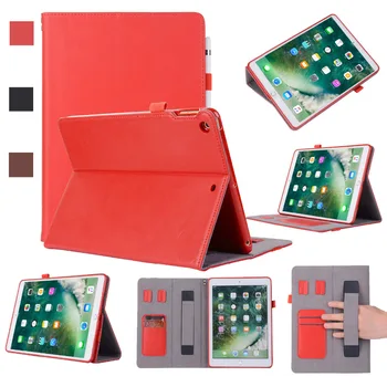 

Genuine Leather Business Smart Case Stand Hand Strap Pencil Card Holder Cover Funda For Apple iPad 9.7 2018 2017 Generation