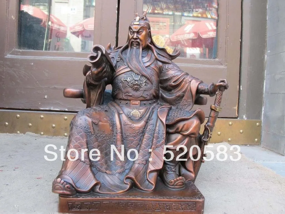 

Chinese Classical Red Bronze Dragon Tiger Warrior Guan Gong Guan Yu Statue
