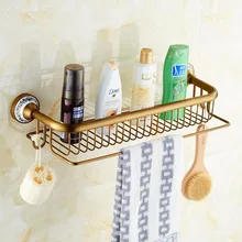 Bathroom Shelves Antique Brass Porcelain Bath Single Tier Bathroom Storage Rack Wall Mount Bathroom Shelf with