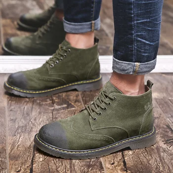 

ROMMEDAL Mens Leather round Head Casual Soft Martin Boots New Style Bullock Carved Men's the Vintage Genuine Leather Boots 2019