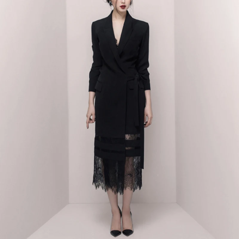 INDRESSME 2018 новые женские базовые пальто черные белые с глубоким V образным вырезом