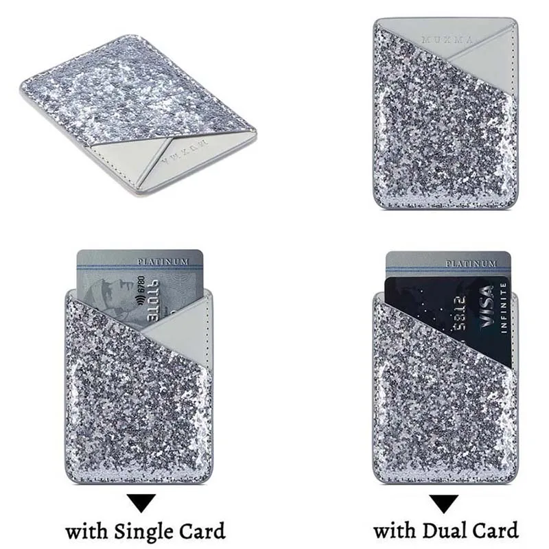 Bling Leather Card Holder Sticker For iPhone 12 11 Pro Max XS X XR 7 8 Plus Huawei Samsung A51 A71 S20 Ultra Note 10 Phone Case case for iphone 7