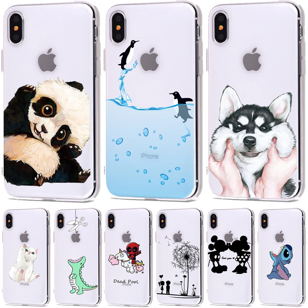

Cute Cartoon Soft TPU Silicone Cases for iPhone 5 S SE X Phone Case For iPhone 6s 6 7 8 Plus XS Max XR Coque Frosted Fundas