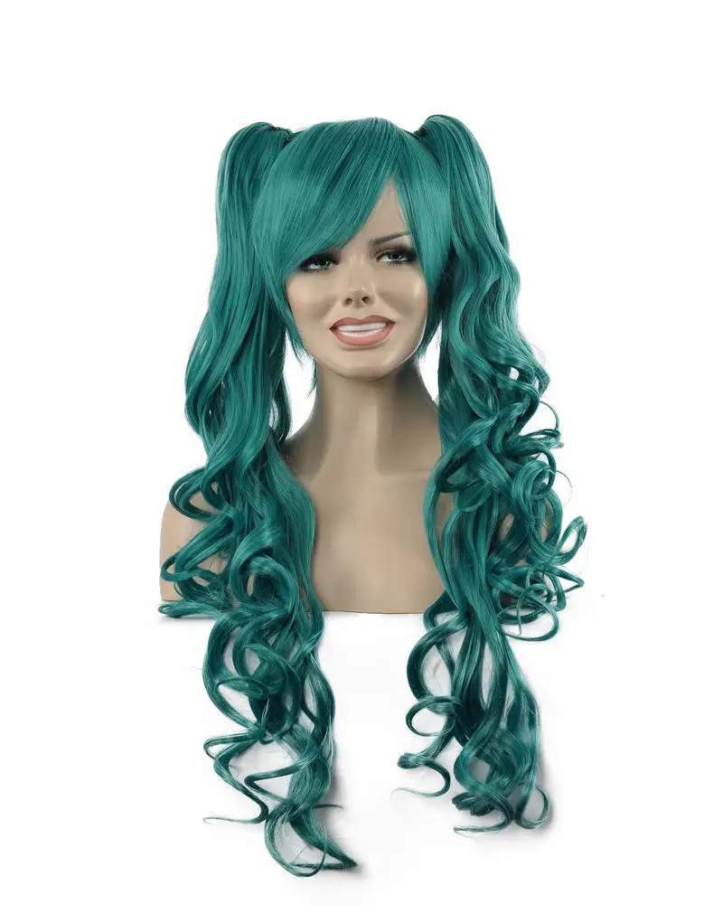 suyushun34481251+++Hot Women Dark Green Long Heat Resistant Curly Hair ...