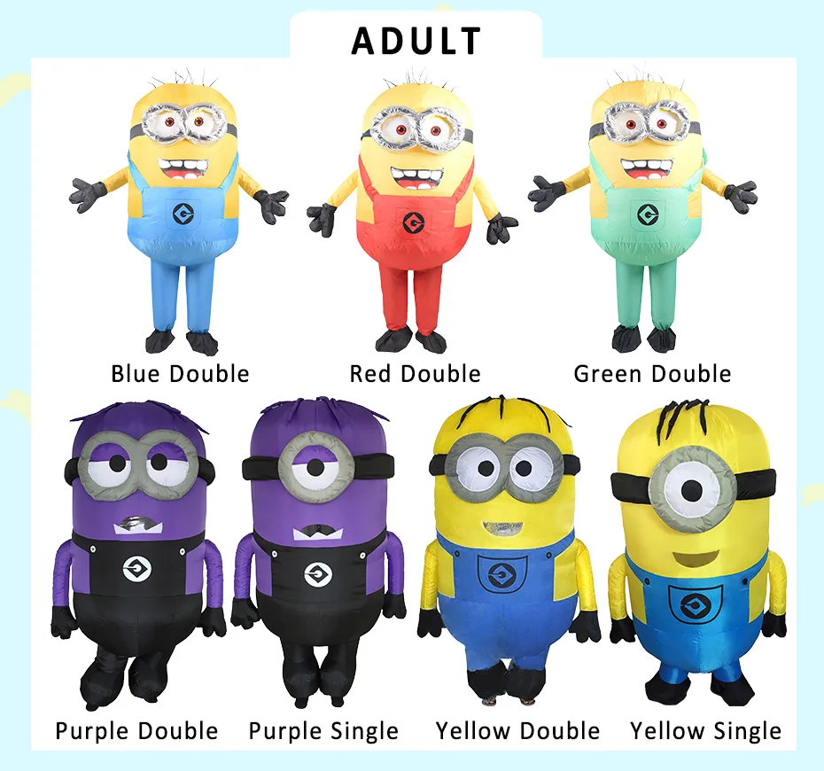 Men Women Inflatable Minion Costume Halloween Party Costumes Despicable Me Mascot Costume Minion Cosplay Clothing for Carnival