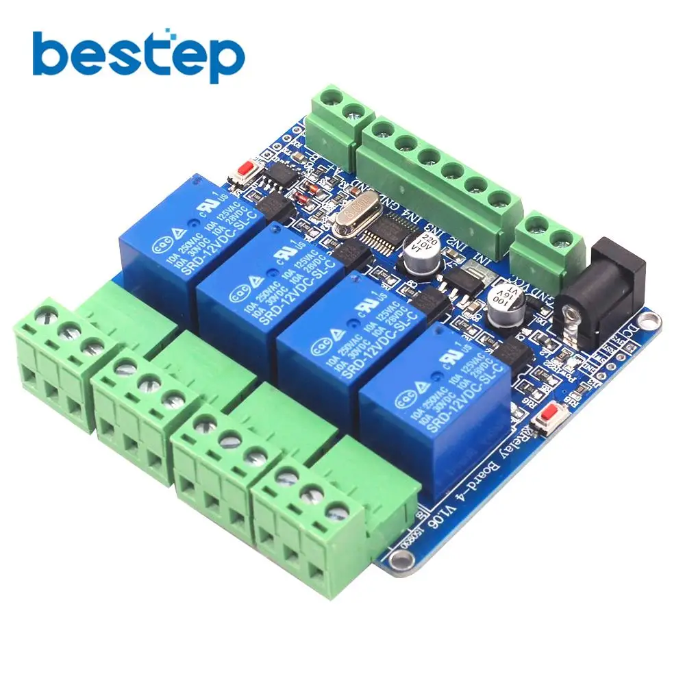 Модуль релейного переключателя Modbus Rtu 1 2 4 8 каналов 12 В вход/выход RS485 / TTL