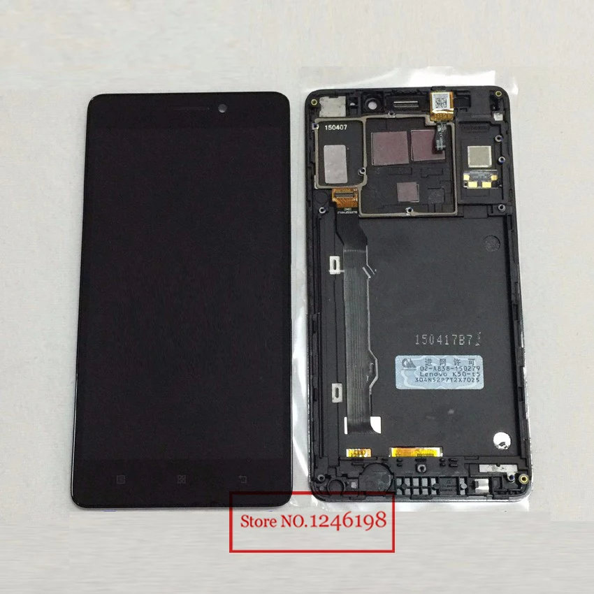 Black white Full LCD Display Touch Screen Digitizer Assembly With Frame For LENOVO K3 Note K50