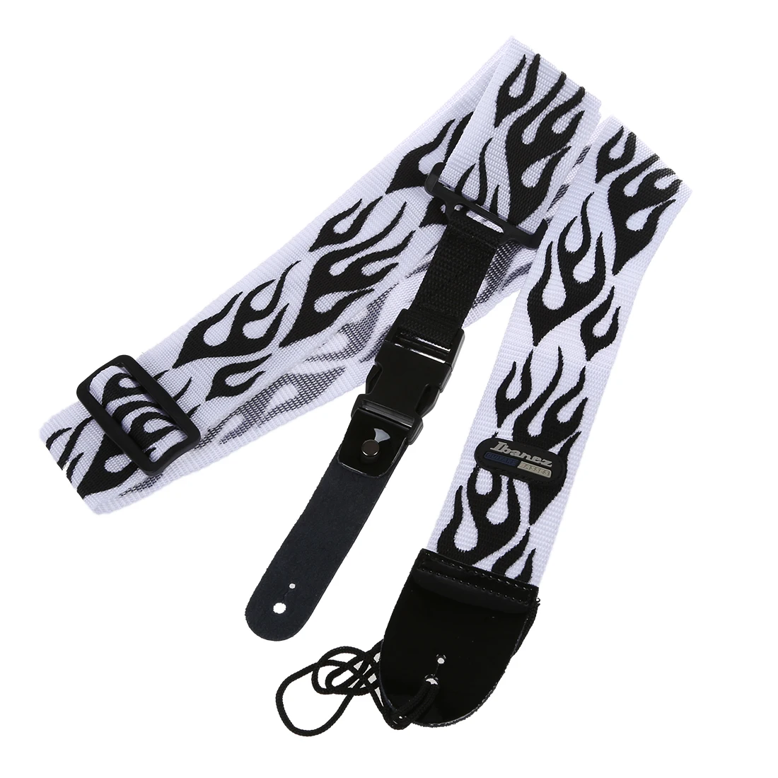 

Adjustable Acoustic Electric Bass Guitar Nylon Strap Leather Ends White