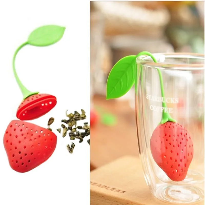 

Silicone Strawberry Design Loose Tea Leaf Strainer Herbal Spice Infuser Filter Tools