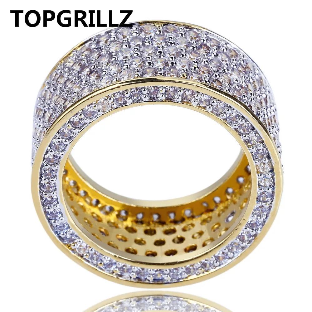 TOPGRILLZ Новое модное золотое покрытие микро проложить кубический циркон круглое