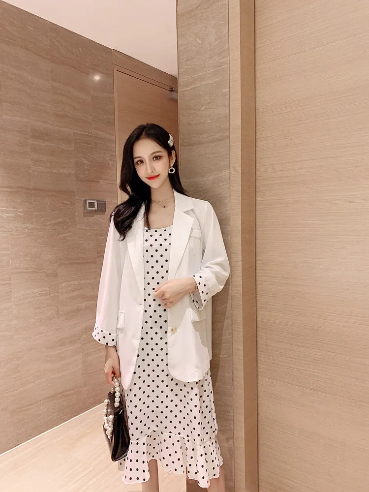 Женский летний костюм-двойка солнцезащитное тонкое пальто + юбка с лямкой на шее