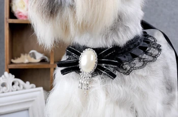 

Hot sale pet dog cat black lace pearl necklace puppy fashion necktie dogs cats grooming doggy collar pets ties apparel 10pcs