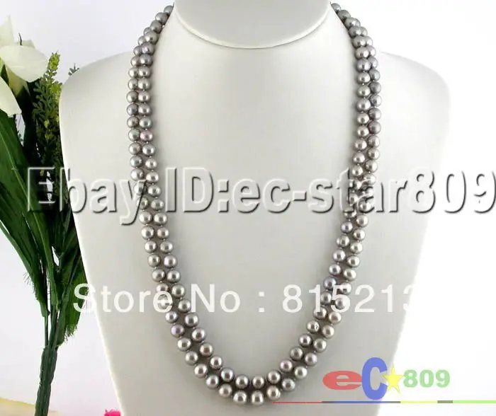 

ddh001630 LONG 50" 9MM GRAY FRESHWATER PEARL NECKLACE 14K GOLD