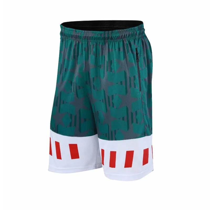 Мужские спортивные дышащие шорты для бега с карманами на молнии, баскетбольные шорты для бега, быстросохнущие спортивные шорты для мужчин - Цвет: Green