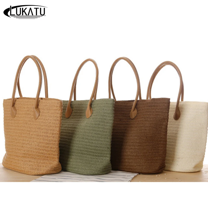 

Casual straw bag natural wicker tote bags women braided handbag for summer handmade vintage mini woven rattan beach bags woman