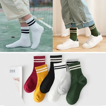

Korean Style Fashion Harajuku Street Socks Women Cotton White Socks Colorful Striped Skateboard Sporty Socks Long Socks for Girl