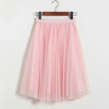 

New Fashion Women Ladies Ballet Tulle Pleated Skirt Prom Casual Rockabilly Bouffant Midi Skirt Gauze Skirt