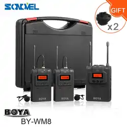 BOYA BY-WM8 UHF двойные беспроводные ПЕТЛИЧНЫЕ микрофон Systerm Lav микрофон для интервью 2 передатчика 1 приемник для DSLR видеокамеры