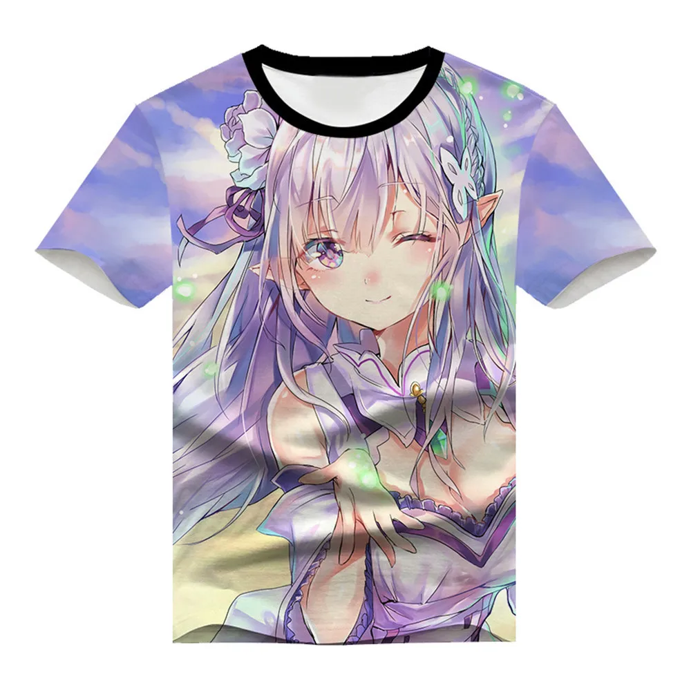 Re:Zero kara Hajimeru Isekai Seikatsu футболка аниме Эмилия Рем маскарадная студенческие топы с