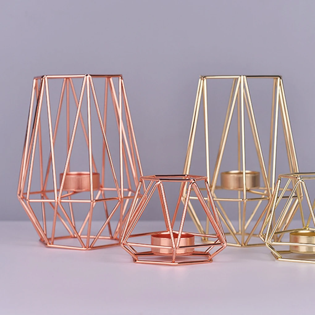 Золотистые железные подсвечники геометрический Подсвечник металл Tealight обету свечи чашки украшения дома