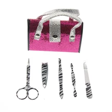 5 шт./компл. сумочка форма Розовые блестящие украшения для маникюра Набор включает ноготь пилочка кутикула корректор ногтей ножницы пинцет ногти клипер