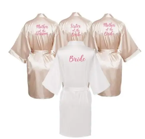 

sexy champagne robe bride kimono satin robe women Bathrobe wedding robe sister mother of the bride groom bridesmaid robes