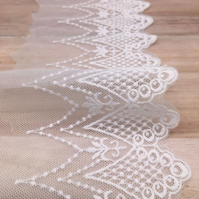 3 Yards/lot 95mm Lace Ribbon Roll Tape Clothing Wedding Dress Jewelry Embroidered Net Trim Fabric For Sewing Decoration | Дом и сад
