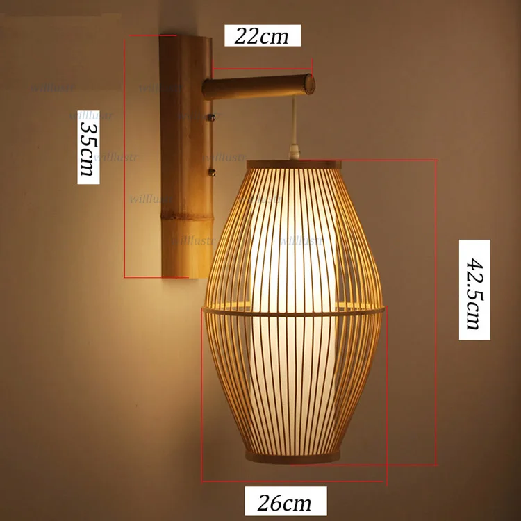 Ручной работы бамбуковый Настенный бра традиционный китайский фонарь стиль свет дверной проем крыльцо балкон фойе прикроватный коридор чайный светильник