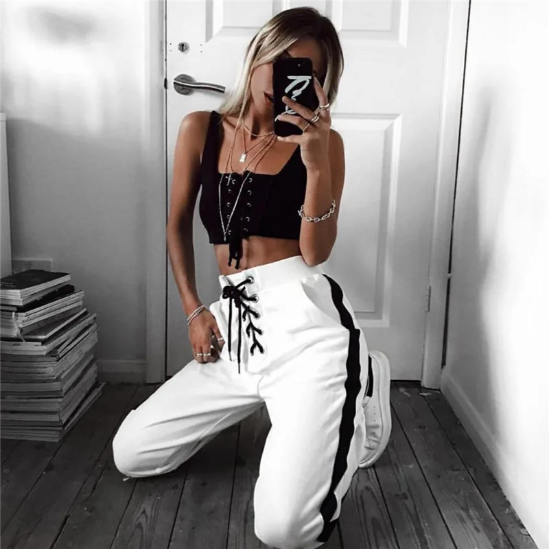 

Sport Trousers Sport Pants Women Elastic Printed Pants Gym Leggings Running Tights Lace-up Sports Trousers Leggings Gym Clothes