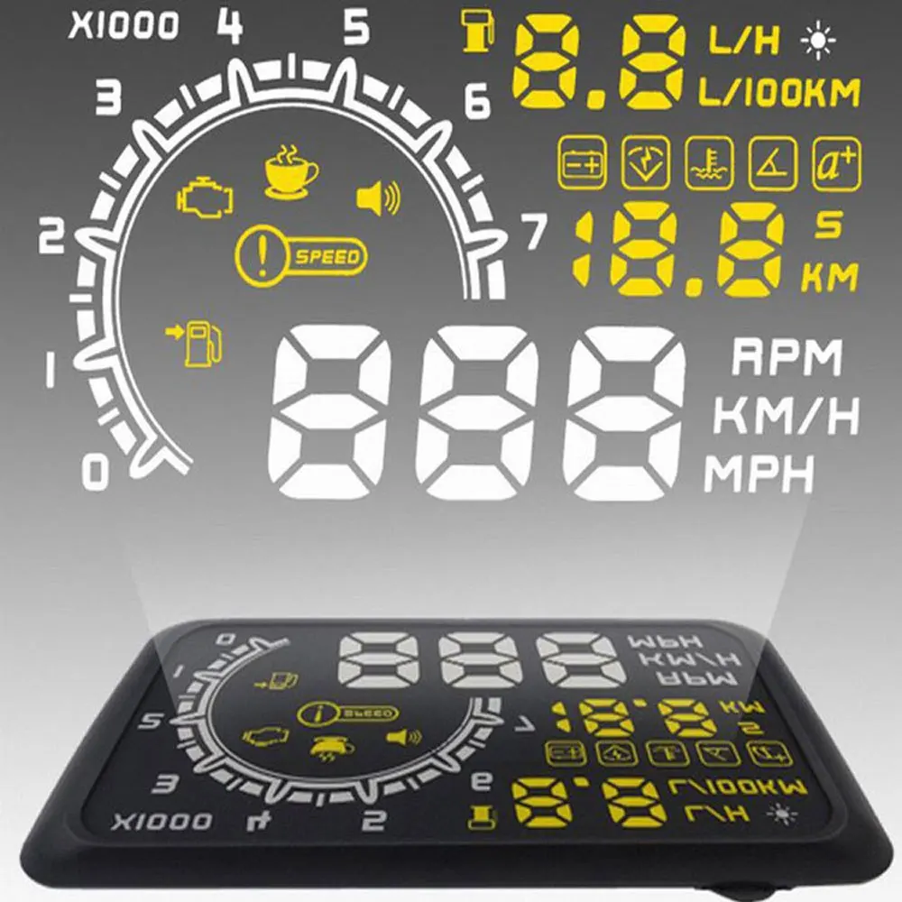 

Hot Car HUD Head Up Display Projector 5.5 Inch OBDII OBD 2 Interface KM/h MPH Speeding Warning Alarm System for Ford Toyota