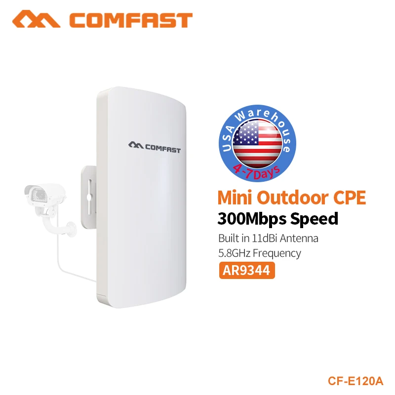 COMFAST Wifi Router For IP Camera Project 1-2km Long Range Amplifier 300Mbps Mini Outdoor CPE Wireless Bridge 5.8ghz CF-E120A COMFAST Wifi Router For IP Camera Project 1-2km Long Range Amplifier 300Mbps Mini Outdoor CPE Wireless Bridge 5.8ghz CF-E120A