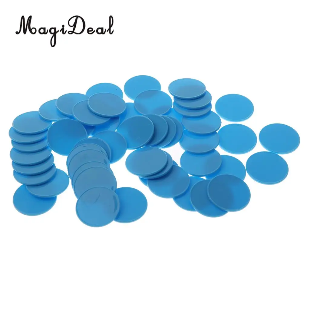 50Pcs Maths Counters - Coloured Round (32mm) Kids Toddler Educational Number Arithmetic Sorting Counting Game Teaching Aids Toy