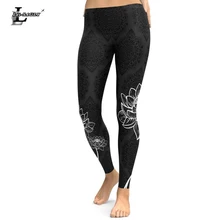Lei-SAGLY, женские леггинсы, мандала, цветок, цифровая печать, тонкие, черные, для фитнеса, женские леггинсы, для тренировок, размера плюс, штаны с высокой талией