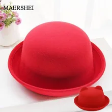 MAERSHEI, шапки для родителей и детей, милая одноцветная женская шляпа-котелок для девочек, фетровая классическая шляпа, женская шапка, имитация шерсти