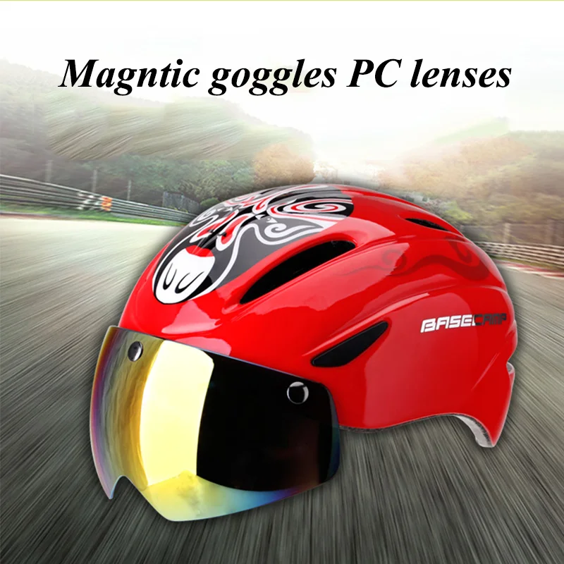 

Men Women Bicycle Helmet Peking Opera Mask Bike Helmet Windproof Lenses Anti-UV Olympic Champion Outdoor Sports Casco Ciclismo