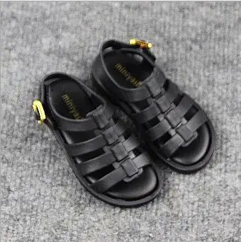 Для девочек детские сандалии(для мальчика), Римские сандалии Детский ПВХ обувь детские сандалии на резиновой подошве Размеры US6-11 - Цвет: Черный