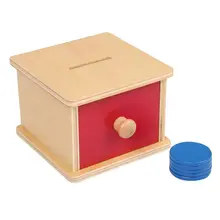 Младенческая и игрушка для малышей Детская деревянная коробка для монет Копилка обучающий образовательный Дошкольный обучение