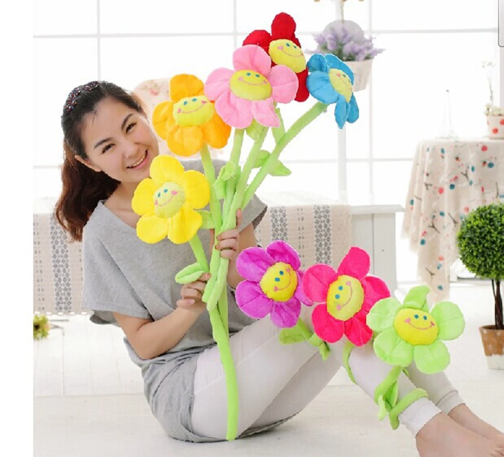 カラー漫画ヒマワリモデリングシミュレーション布豪華な太陽の花漫画スマイリー太陽の花カーテン飾りフラワーシリーズのおもちゃ Flower Toy Toys Toystoys Toys Toys Aliexpress
