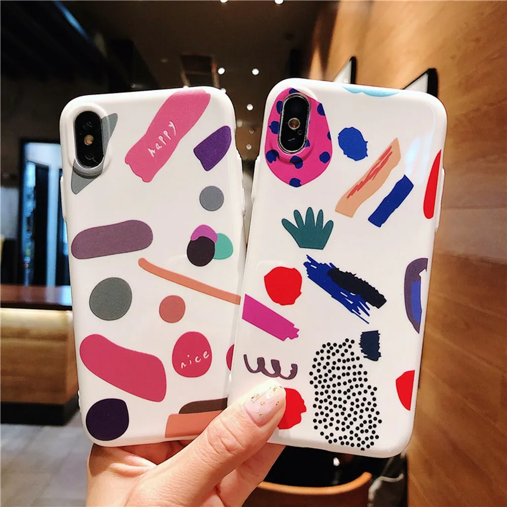 

Emboss TPU Phone Case For iPhone 8 Plus X XS XR XS Max 7 Plus Case Cute Cover For iPhone 6 6S 6 Plus 6S Plus Abstract Cover Case