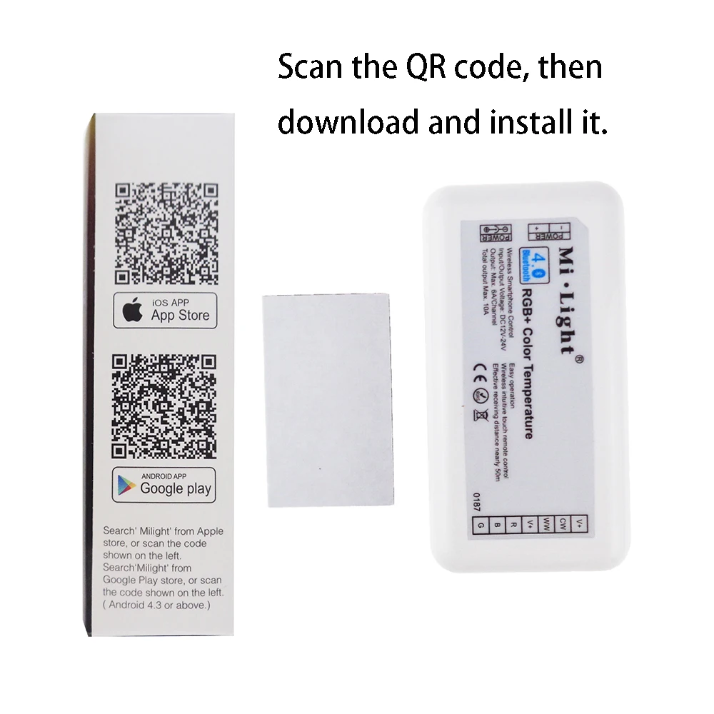 

1 piece Mi.light RGB+ Led controller dimmer Bluetooth 4.0 color temperature romote DC12-24V 10A for led Strip bulbs wih box UW