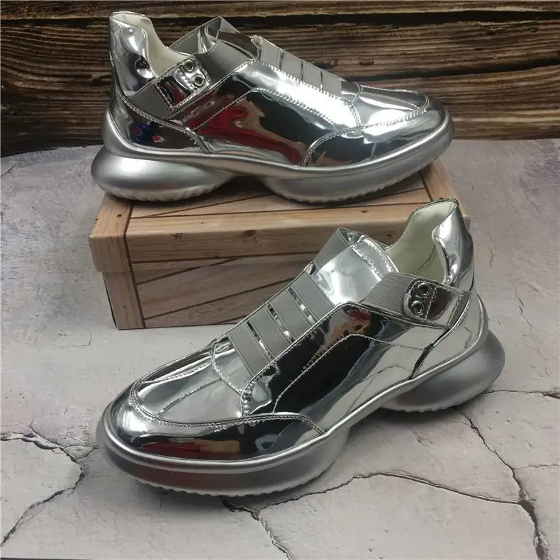 Designer Bout Chaussures Bande Élastique Luxe Pour Rond Hommes Confortables Bleu Errfc Mode Tendance Homme Argent Nouveauté Bleu De argent Décontracté ARj5L34q