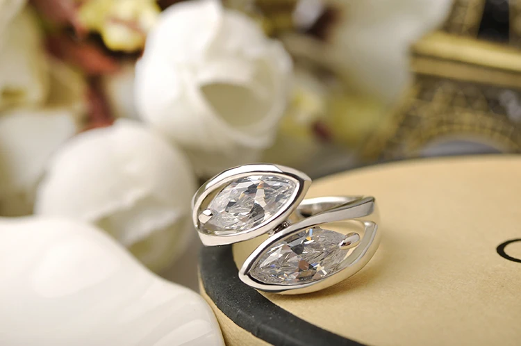 Бренд AENINE, роскошные кольца, микро двойной кубический цирконий, кольцо в форме призмы, серебряный цвет, модное ювелирное изделие для женщин R150590267P