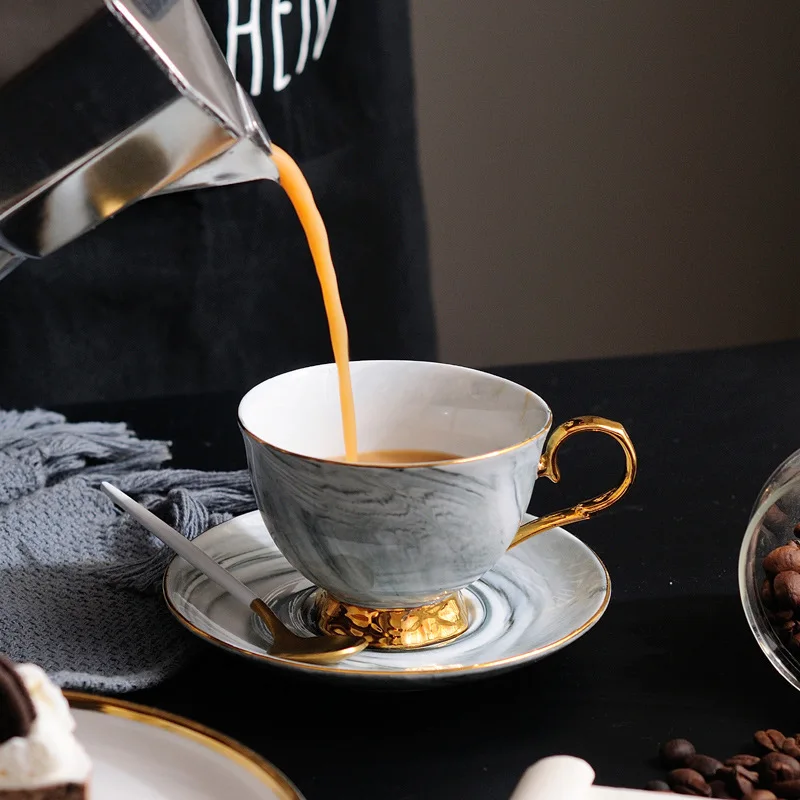 GLLead Marbling керамическая Цветочная чайная чашка и наборы блюдец европейские кофейные чашки послеобеденный чай чайная чашка из фарфора креативный подарок