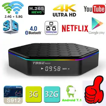 Original T95Z Plus Smart TV BOX 2GB/16GB 3GB/32GB Amlogic S912 Octa Core Android 7.1 TVBOX 2.4G/5GHz WiFi BT4.0 4K Set Top Box - Category 🛒 Consumer Electronics